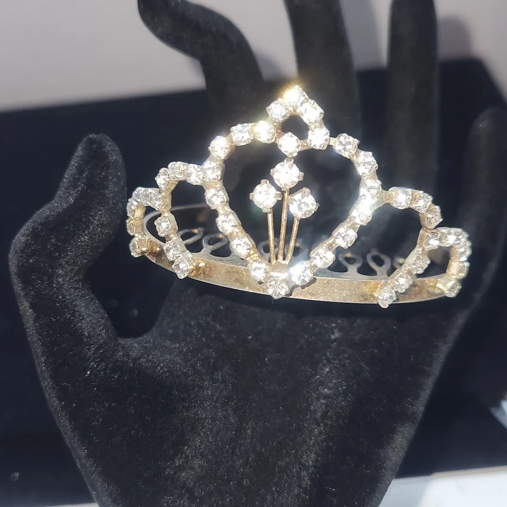 Vintage Rhinestone Tiara Hair Comb Silver Tone Crystal‎ Crown Wedding Pageant
